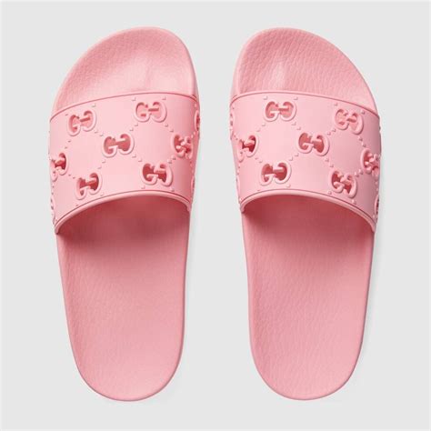 gucci pink rubber slides|Gucci slides pink tiger.